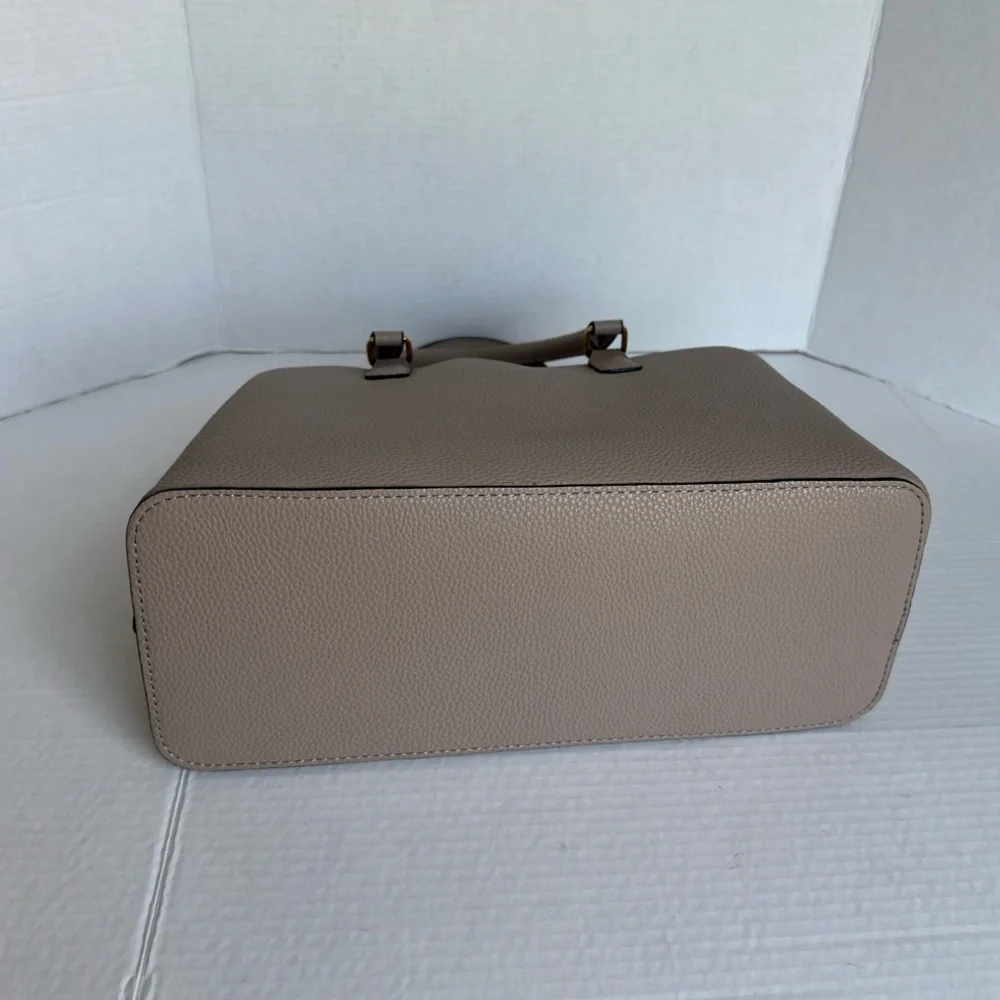 Mathew + Julian || beige EUC satchel / cross body Gold Accents
